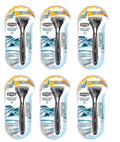 Sizechick Quattro Razor & Cartridges, Titanium Coated Blades, 1 Razor, 2 Cartridges (Pack of 6) + 3 Count Eyebrow Trimmer