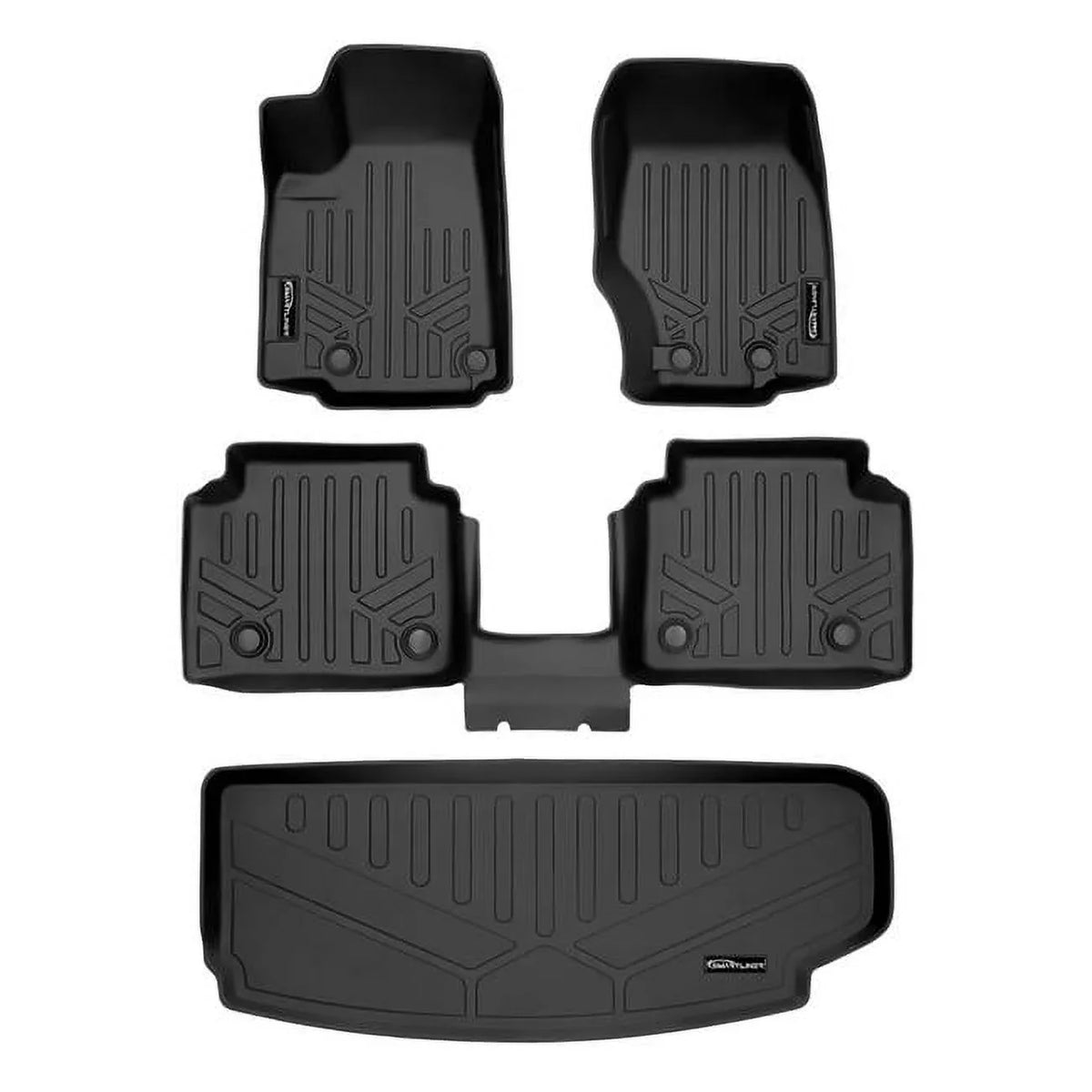 Sizemartliner SizeA0568-B0569-E0568 All Weather Custom Fit Black 2 Row & Cargo Liner Behind the 3rd Row Floor Mat Liner Sizeet for 2021-2023 Jeep Grand Cherokee L, Black