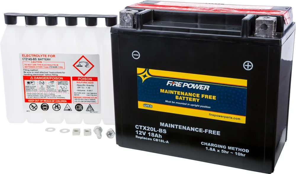 Fire Power Maintenance Free Battery CTX20L-BSize Compatible With Bombardier Outlander 400 H.O. 4X4 2004-2005