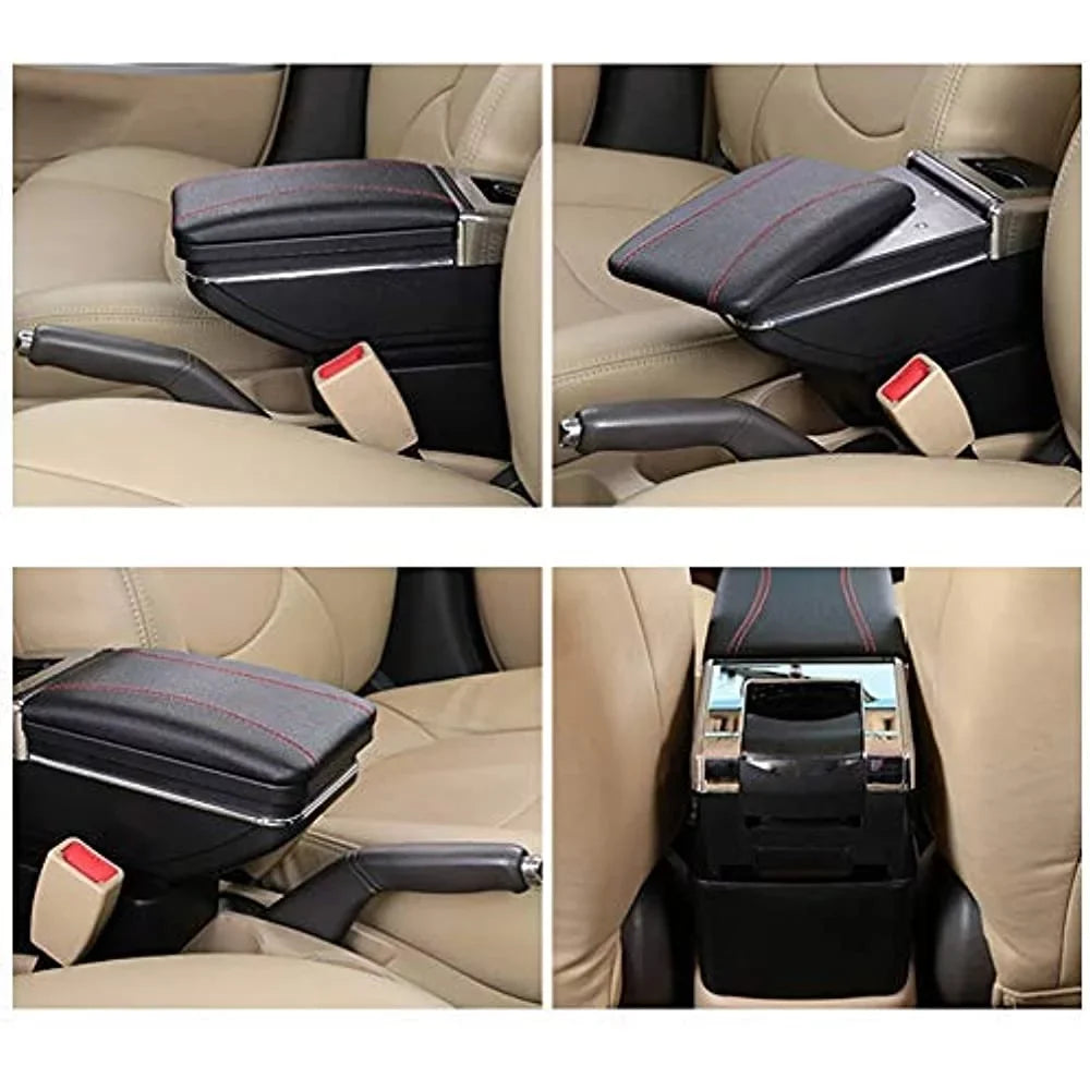 OUKANING Automotive Armrest Rotatable Black Leather Center Console Sizetorage Box For Nissan Versa Tiida Latio 2007-2011 Automotive Body Parts