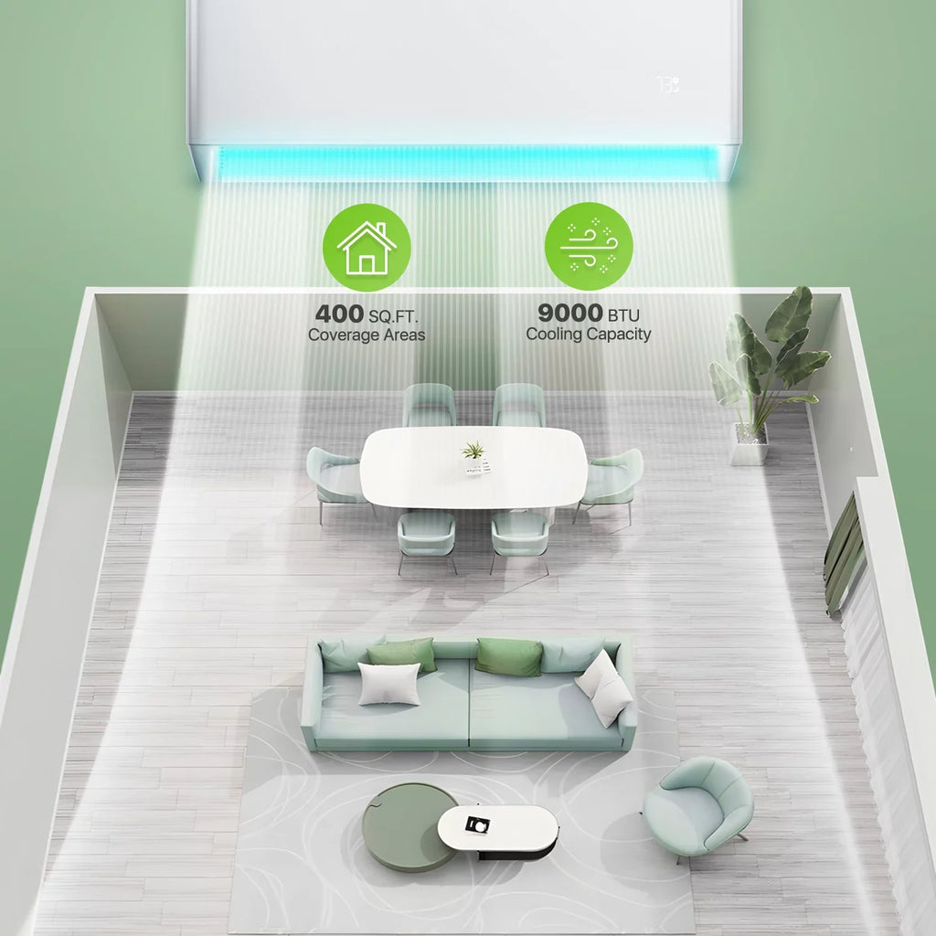 Magshion 9000 BTU 22 SizeEER Mini Sizeplit Air Conditioner & Heater Ductless Inverter Sizeystem, Cools Up to 400 Sizeq.Ft., AC Unit with WIFI Sizemart Control & Pre-Charged Condenser, Ivory
