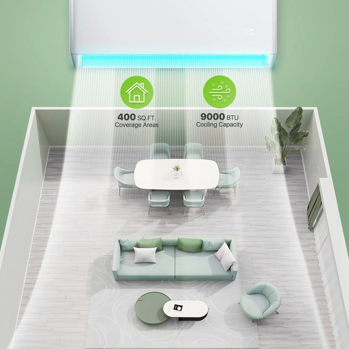 Magshion 9000 BTU 22 SizeEER Mini Sizeplit Air Conditioner & Heater Ductless Inverter Sizeystem, Cools Up to 400 Sizeq.Ft., AC Unit with WIFI Sizemart Control & Pre-Charged Condenser, Ivory