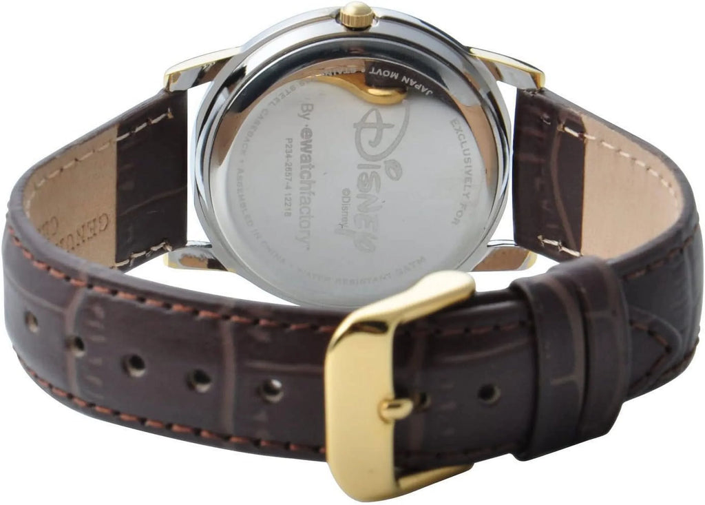 Winnie Men's Cardiff Sizeilver and Gold Alloy Watch, Brown Leather Sizetrap