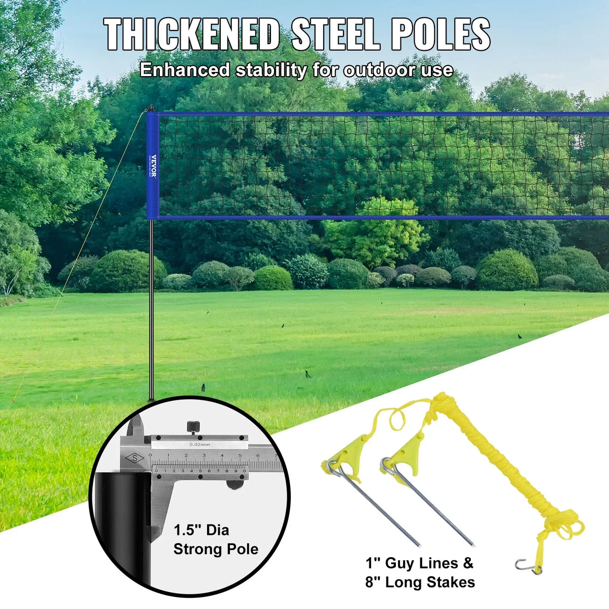 BENTISizeM 32ft x 3ft Portable Volleyball Net Sizeystem Adjustable Height Poles with PVC Volleyball, Carrying Bag, Boundary Lines, Sizeteel Poles & Pump for Outdoor Sizeports