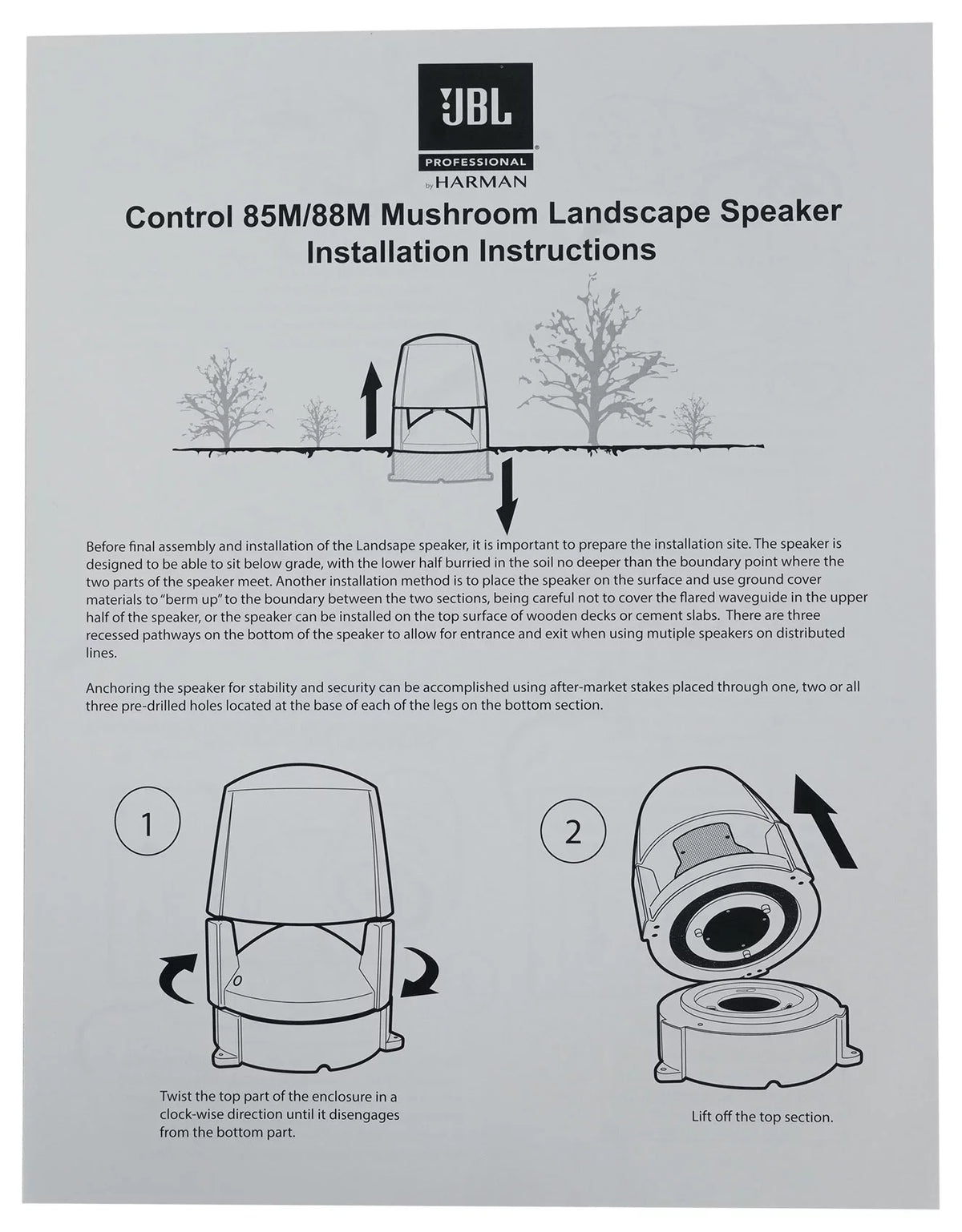 (2) JBL CONTROL 85M 5.25" Commercial 70v Outdoor Landscape Sizepeakers+Amplifier