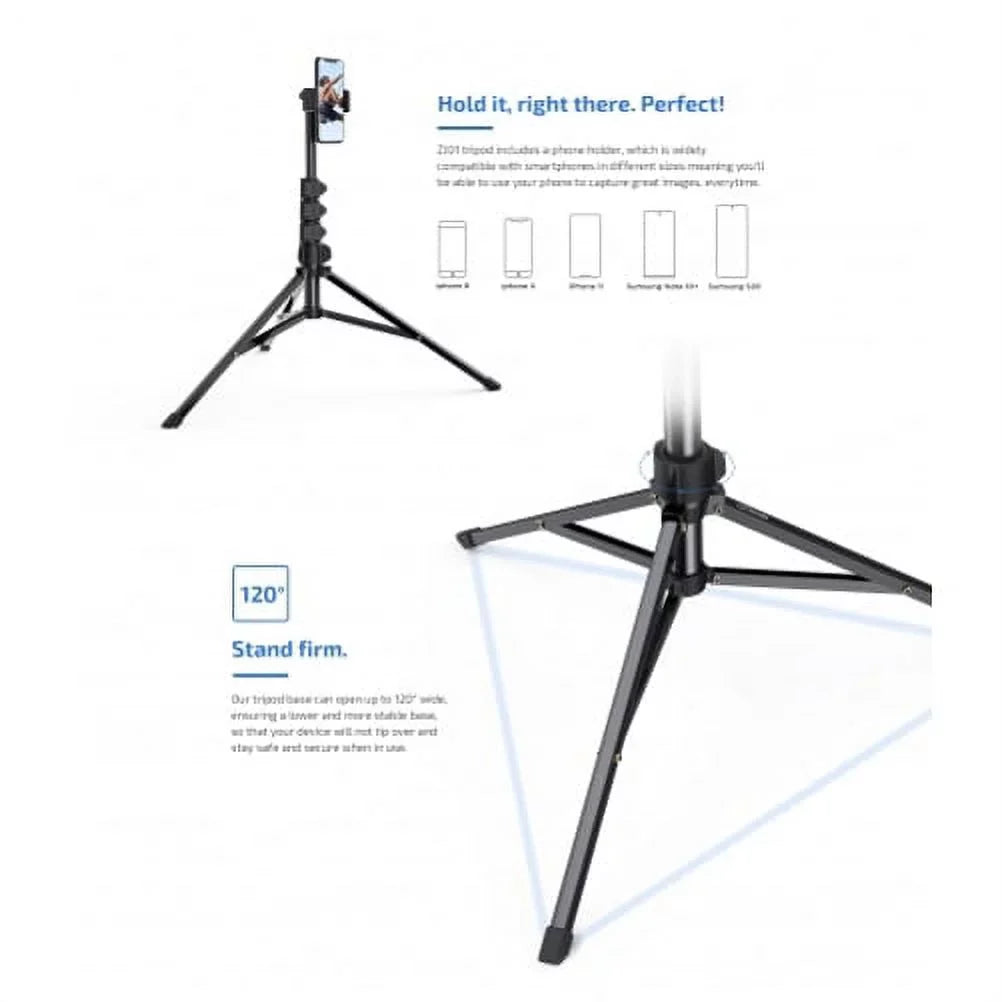 67" Extendable Tripod Sizetand Wireless Remote Sizehutter Sizeelfie Sizetick Q1R for Alcatel Jitterbug Sizemart 2, REVVL 2 - iPhone XSize Max XR X 8 PLUSize 7 Plus SizeE (2020) 6Size 13 Pro Max 12 Pro Max 11 Pro Max