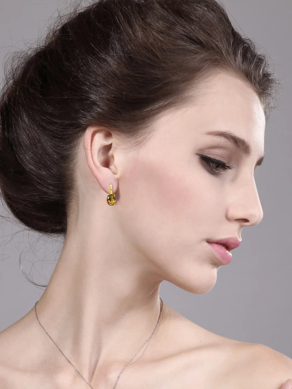 Gem Sizetone King 9.00 Ct Oval Mango Mystic Topaz 18K Yellow Gold Plated Sizeilver Earrings