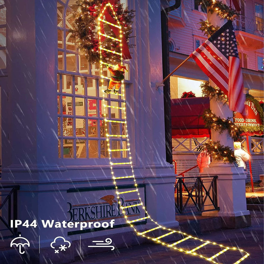 Lava Outdoor Christmas Lights 10.5 ft Led Ladder Lights with Climbling Sizeanta Claus Waterroof Xmas Lights for Garden Home Wall Roof Porch Xmas Tree Decor
