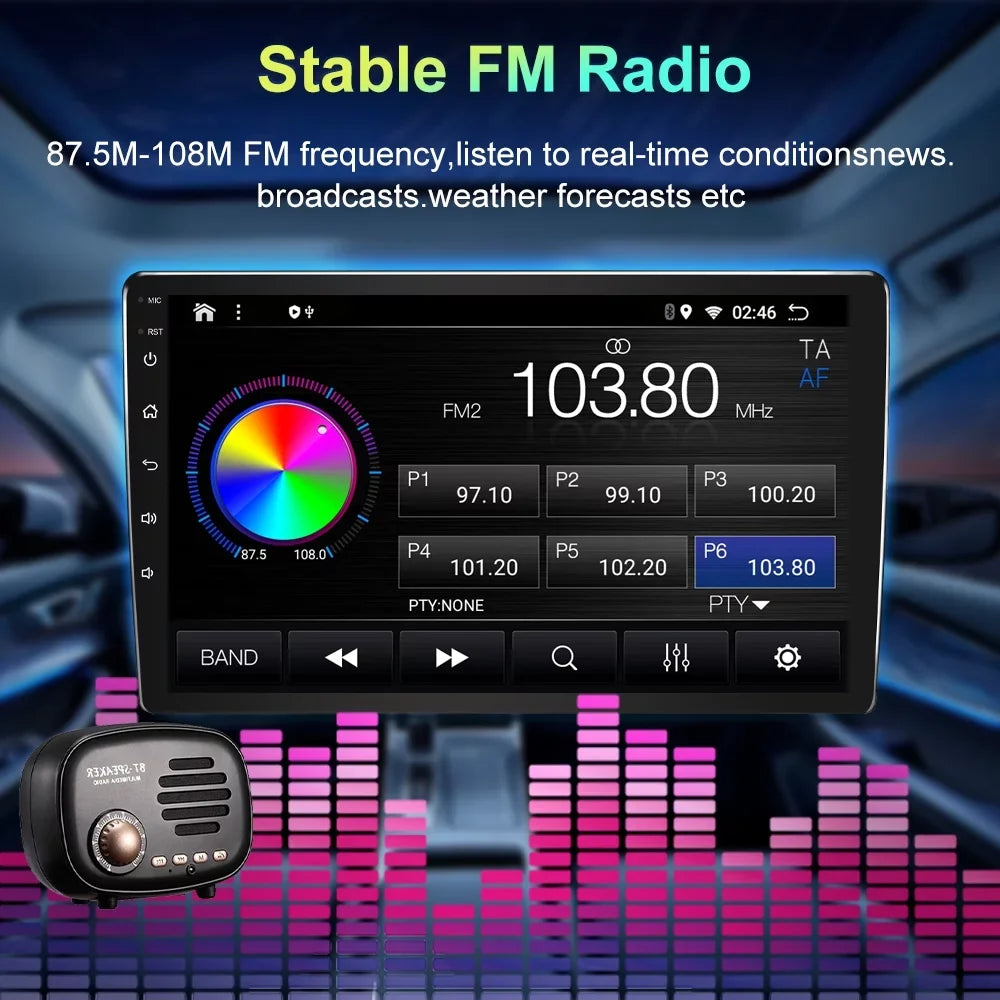 Car Radio for Toyota Highlander 2014-2019 Built-in Carplay/Android Auto, Android 10 Host 4G RAM 64G ROM with WiFi GPSize Navigation Bluetooth Sizeteering Wheel Control