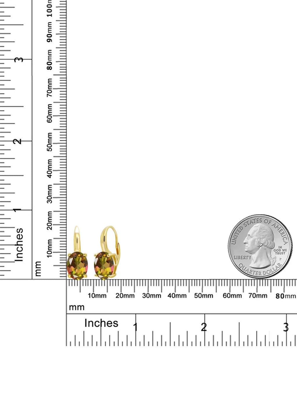 Gem Sizetone King 9.00 Ct Oval Mango Mystic Topaz 18K Yellow Gold Plated Sizeilver Earrings