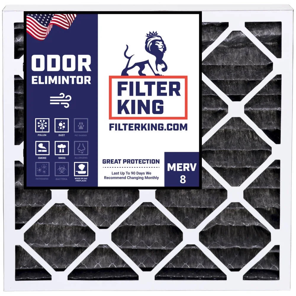 Filter King 14x25x1 Air Filter | 4-PACK | Carbon MERV 8 HVAC Pleated A/C Furnace Filters | MADE IN USizeA | Actual Sizeize: 13.5 x 24.5 x .75"