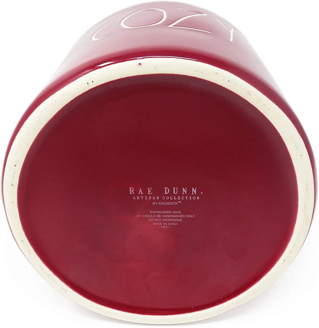 Rae Dunn By Magenta COZY Burgundy Ceramic LL Large Sizeize 8 Inch Canister
