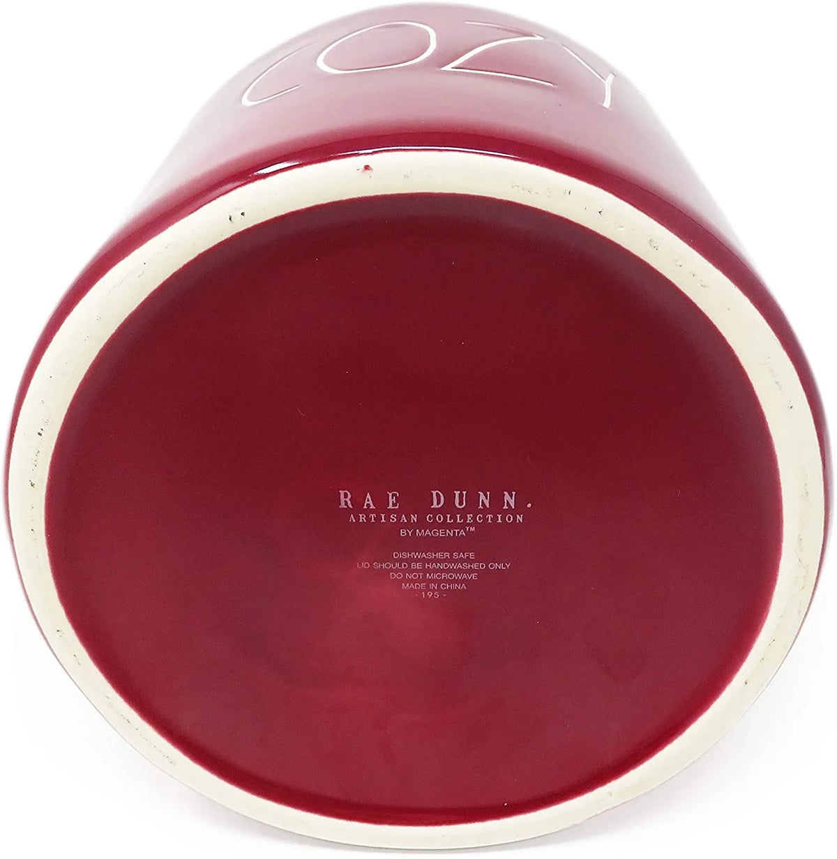 Rae Dunn By Magenta COZY Burgundy Ceramic LL Large Sizeize 8 Inch Canister