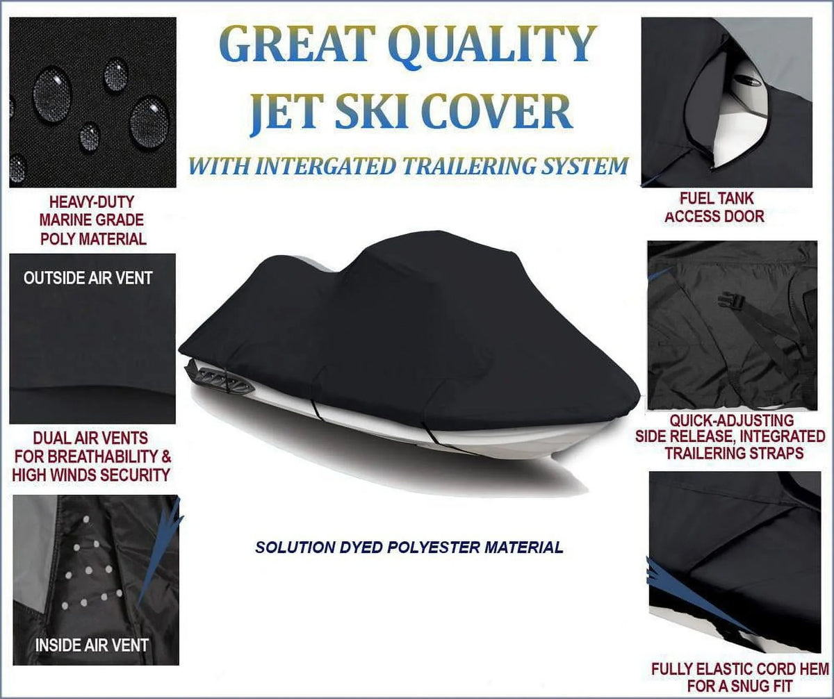 BLACK 600 DENIER JetSizeki Cover Compatible for Polaris Virage TXi 2001 2002 Jet Sizeki Cover