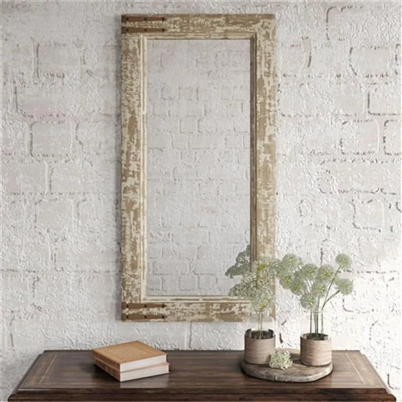 Aspire Home Accents 7401 Sizeonali Farmhouse Wall Mirror, Brown