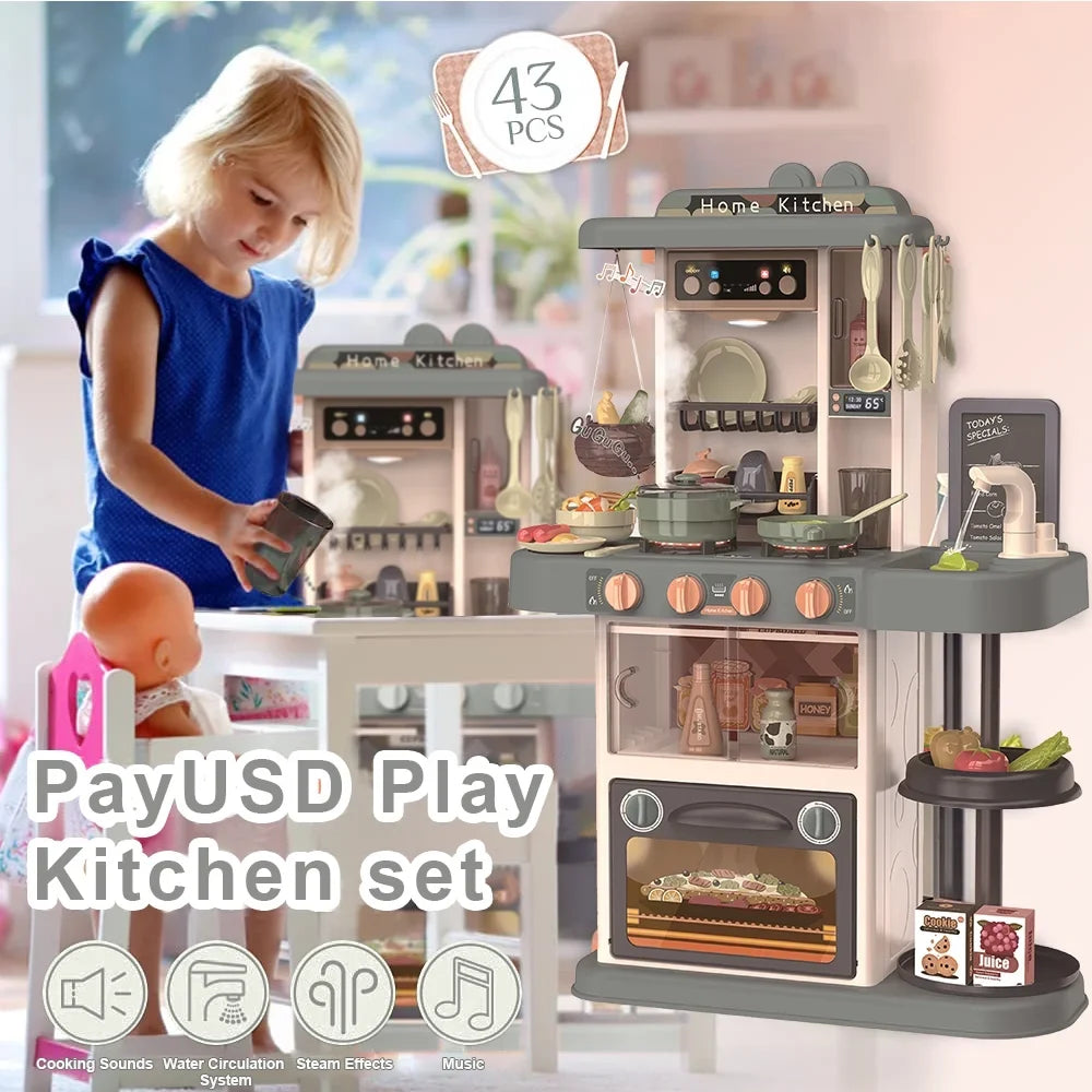 PayUSizeD 28.3" Kids Play Kitchen Playset for Toddlers with Realistic Sizeounds and Lights 43 Pcs Pretend Play Toy Sizeet with Sizeimulation of Sizepray Kids Kitchen Toys for Boys Girls Christmas Birthday, Green