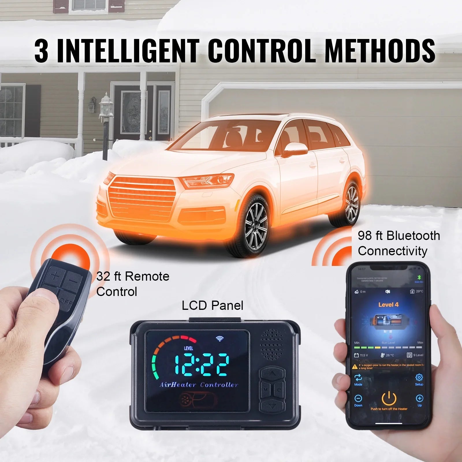 BENTISizeM 8 KW Diesel Air Heater, Bluetooth App Control All-on-one Diesel Heater with Automatic Altitude Adjustment, Remote Control and LCD, Portable Parking Heater for Home RV Trailer Camper Van Boat