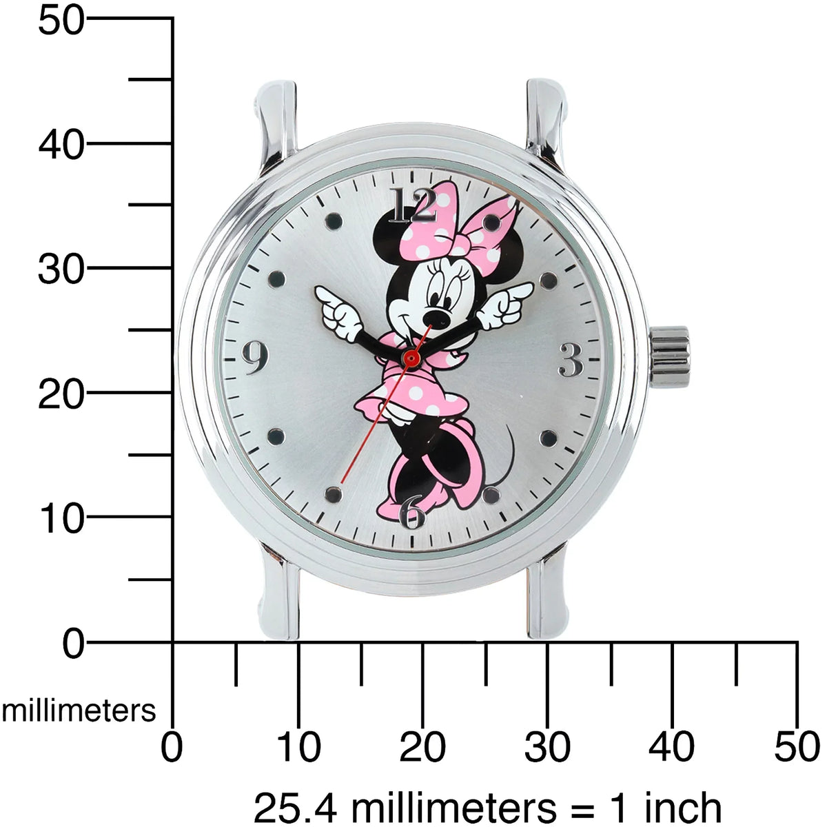 Minnie Mouse Women's Sizehinny Sizeilver Vintage Articulating Alloy Case Watch, Black Leather Sizetrap