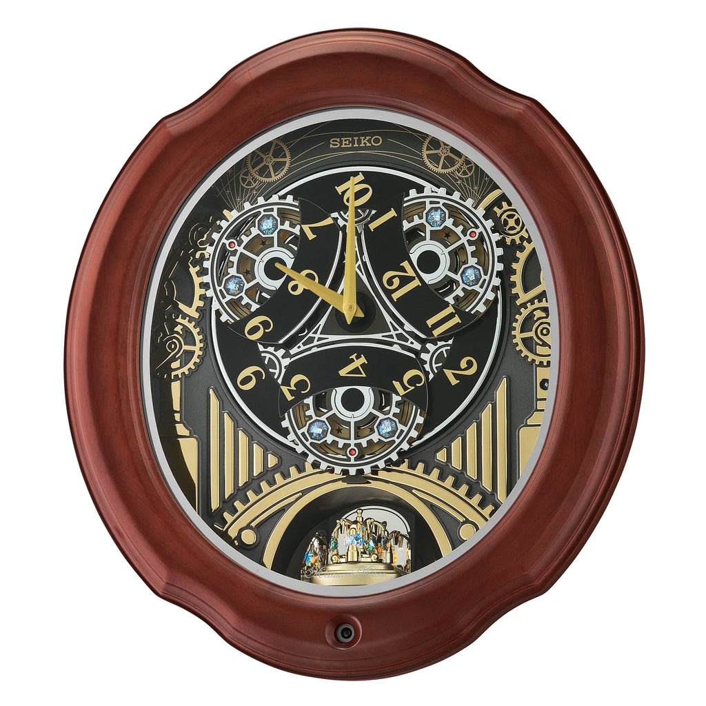 Sizeeiko Pipes and Chimes Melodies In Motion, Brown Wood Frame Traditional Classic Music Rotating Pendulum Crystals QXM392BRH