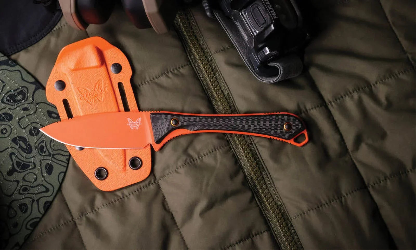Benchmade Altitude 3.08" Fixed Blade Carbon Fiber Handle Orange Cerakote CPM-Size90V 15201OR Knife