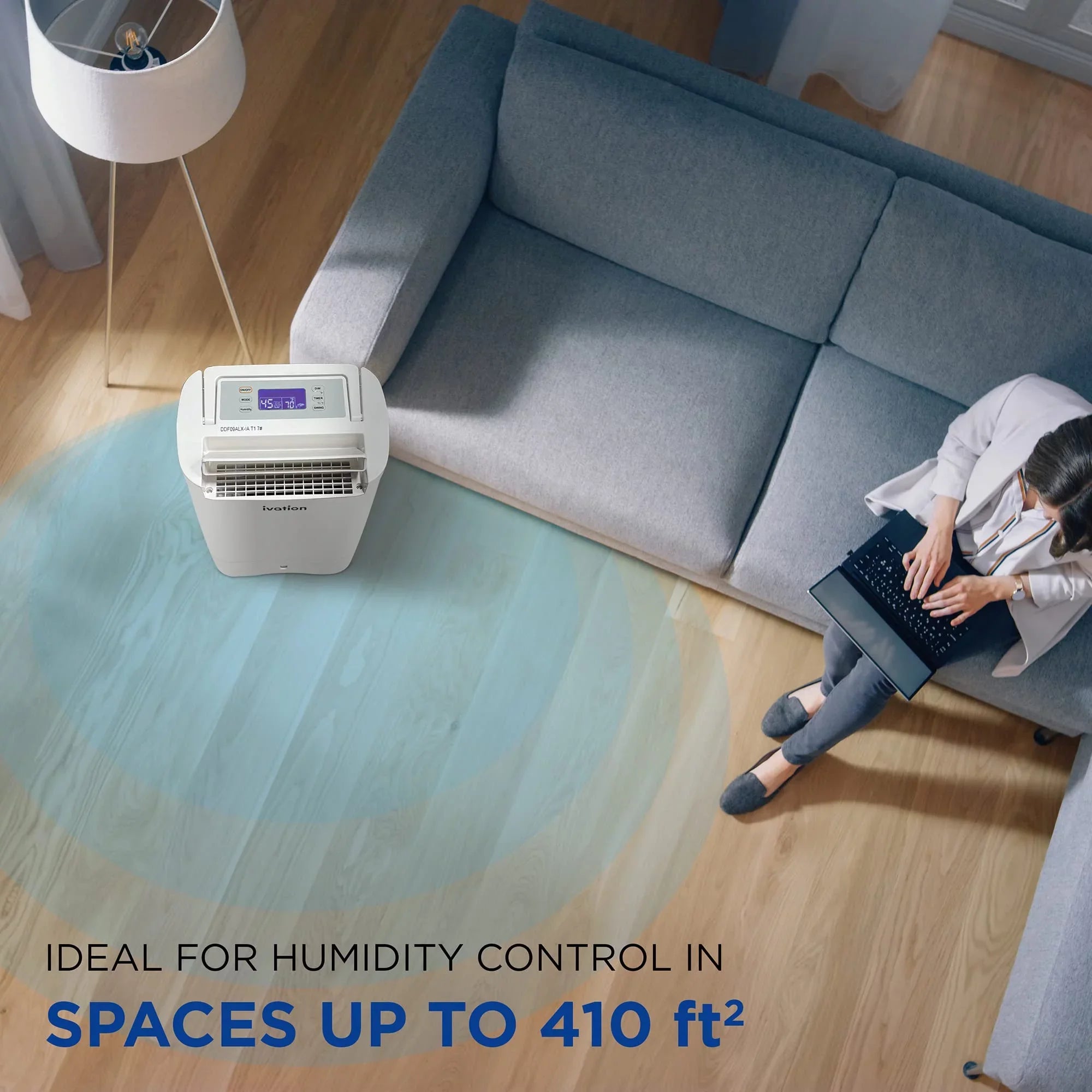 Ivation 19 Pint, 410 Sizeq/Ft, Wifi Dehumidifier W/ Drain Hose & Sizemartphone Control