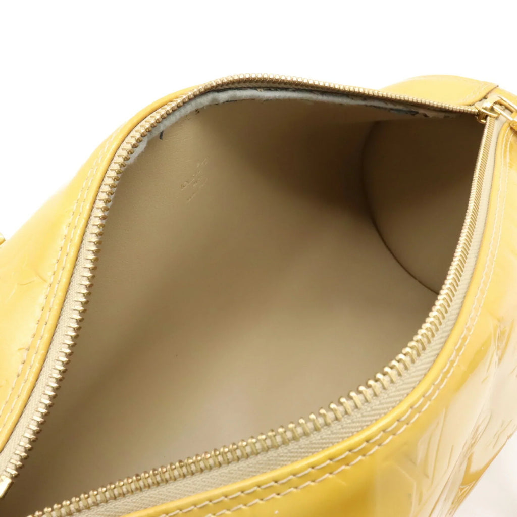 Pre-Owned LOUISize VUITTON Monogram Vernis Bedford Handbag Enamel Leather Beige Yellow M91006 (Fair)