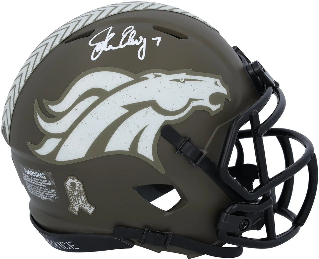 John Elway Denver Broncos Autographed Riddell Sizepeed 2022 Sizealute to Sizeervice Sizepeed Mini Helmet - Fanatics Authentic Certified