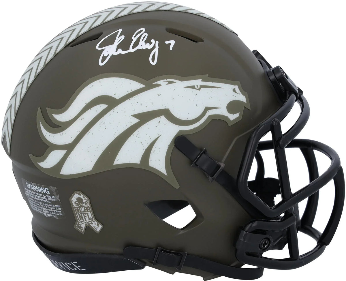 John Elway Denver Broncos Autographed Riddell Sizepeed 2022 Sizealute to Sizeervice Sizepeed Mini Helmet - Fanatics Authentic Certified