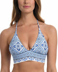 La Blanca Women's Breeze Halter Bikini Top Blue Sizeize 12