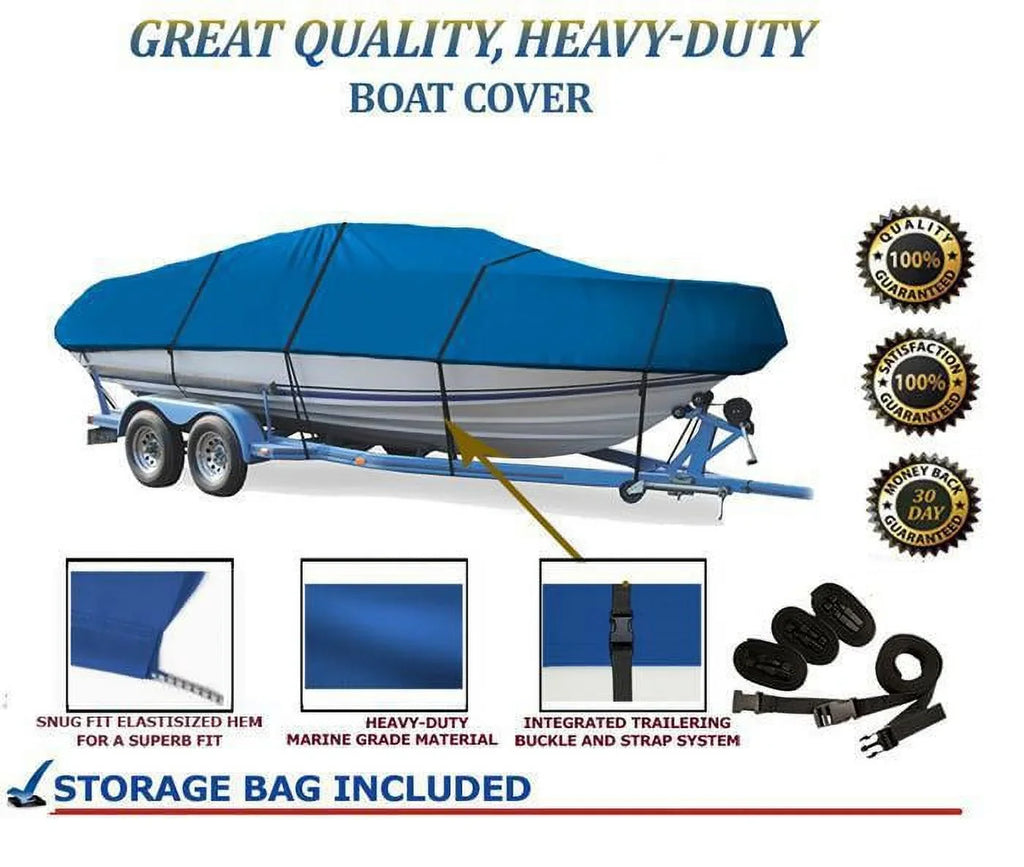 BLUE, GREAT QUALITY BOAT COVER Compatible for BAYLINER CAPRI 1954 CW BOWRIDER I/O 1999 2000 2001 02