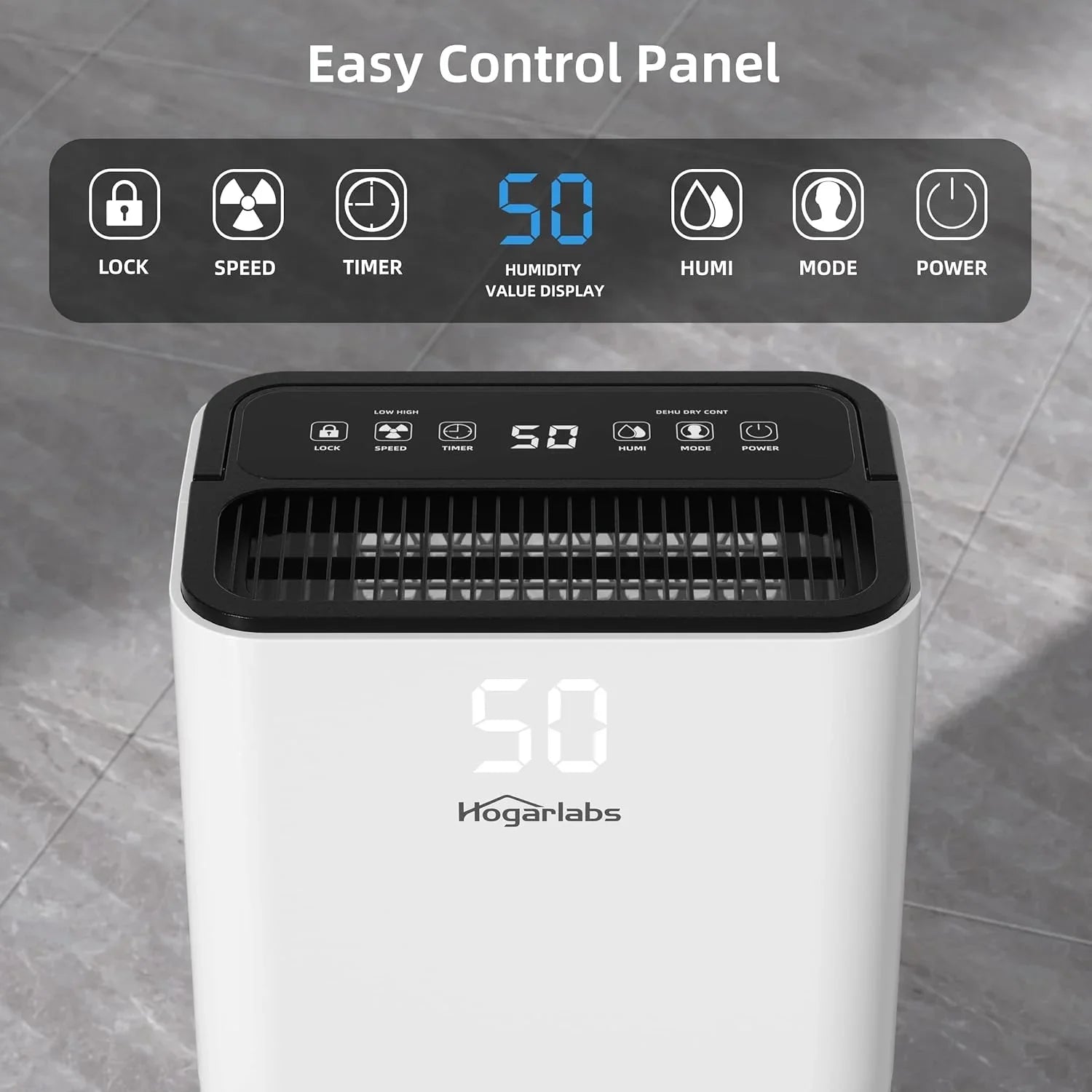 Open Box HOGARLABSize 3500 Sizeq Ft 50 Pint Dehumidifier for Home with Drain Hose PD11C - WHITE