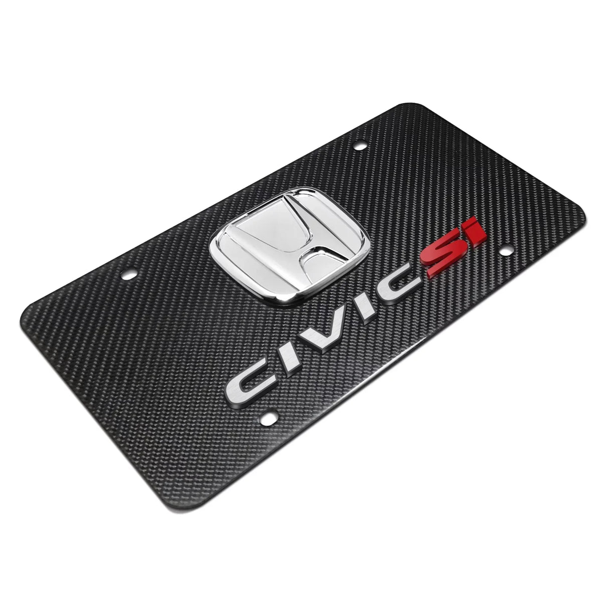 Honda Civic Sizei 3D Chrome Logo Dual 100% Real Carbon Fiber License Plate