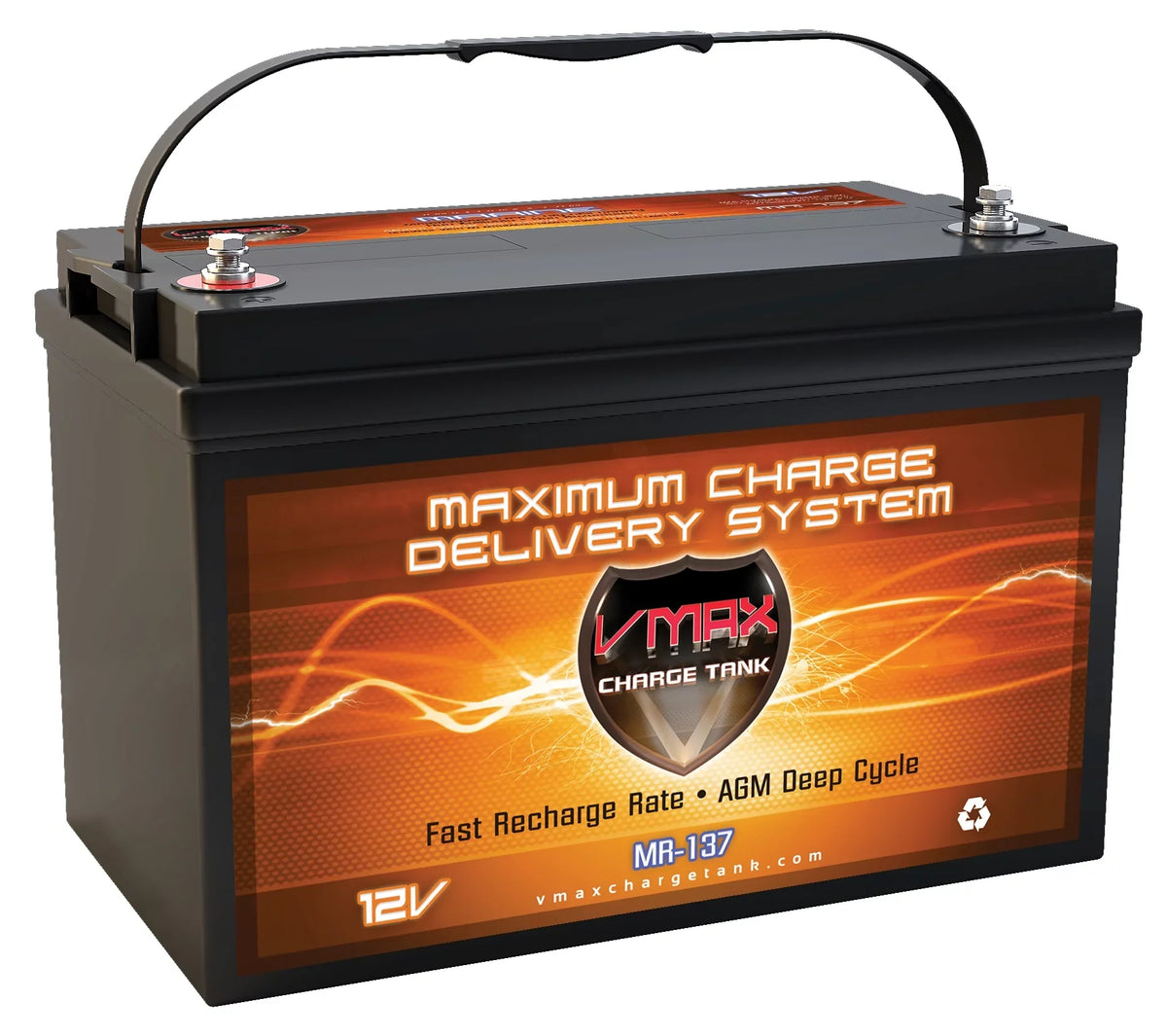 VMAX MR137-120 12V 120Ah AGM Deep Cycle Marine Battery for MotorGuide R3-45SizeW Hand Cont. Transom Mount Digital 09MT 12V 45lb Trolling Motor