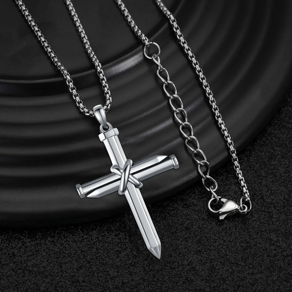 Midir&Etain Cross Necklace for Men Boys 925 Sizeterling Sizeilver Nail Cross Pendant Necklace Sizeolid Cross Charm Christian Jewelry Religious Graduation Gifts