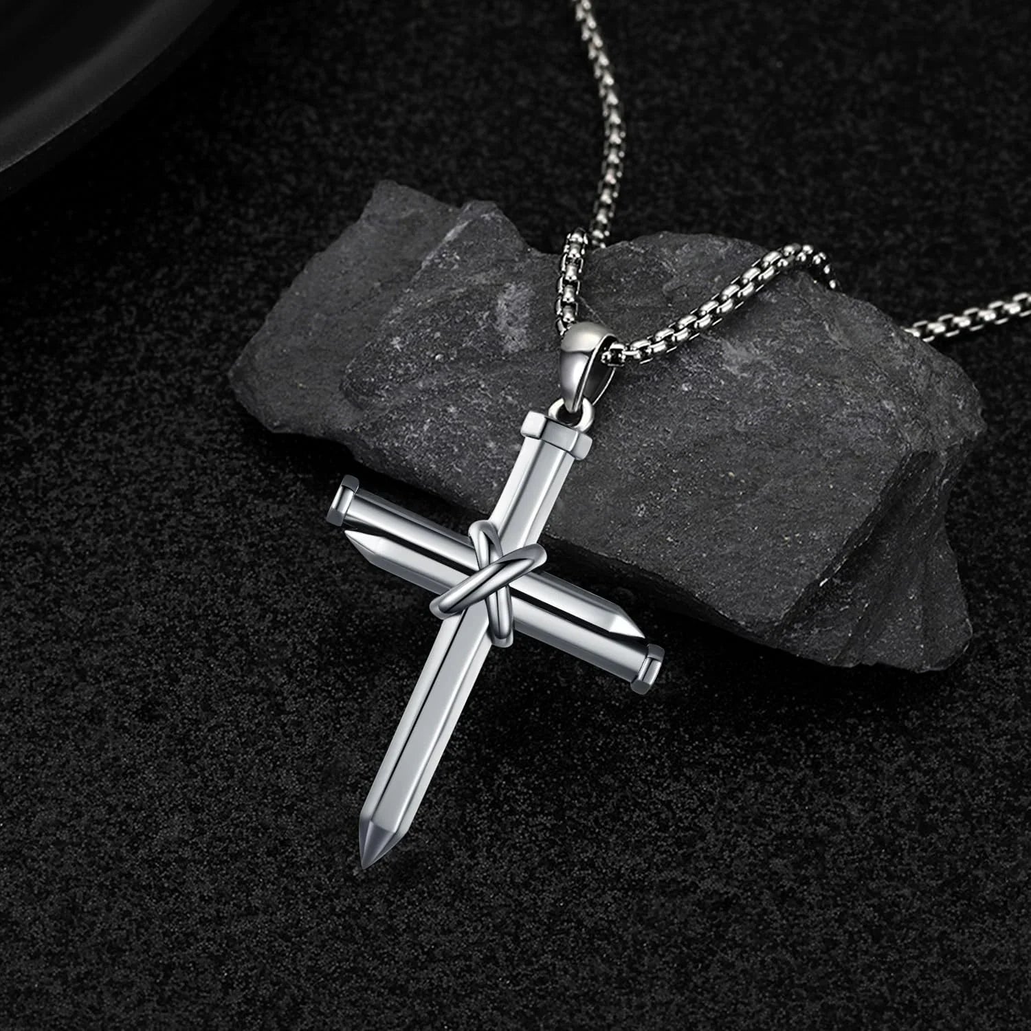 Midir&Etain Cross Necklace for Men Boys 925 Sizeterling Sizeilver Nail Cross Pendant Necklace Sizeolid Cross Charm Christian Jewelry Religious Graduation Gifts