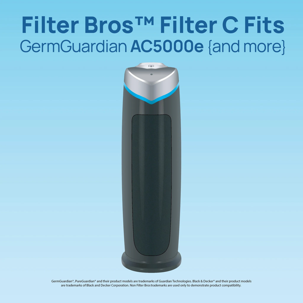 Filter Bros Filter C Compatible With GermGuardian FLT5000 - AC5000, AC5000E, HEPA Replacement For Home Air Cleaner Purifiers, AC5300B, AC5250PT With Technologies and AC5350B, AC5350BCA, AC5350W, AC530