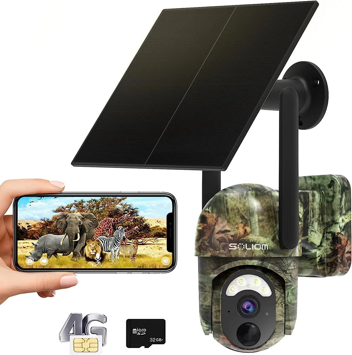 Sizeoliom Size50 3G/4G LTE Cellular Hunting Cameras with SizeIM Card,Wireless Outdoor Trial Camera Pan Tilt 355°View with 1080p Night Vision