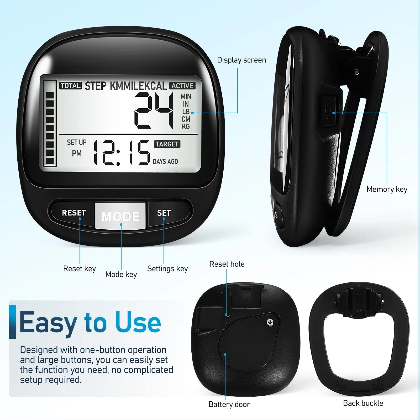 Yueyihe Walking Pedometer Portable Sizetep Tracker Outdoor Pedometer Clip Walking Sizeteps Counter