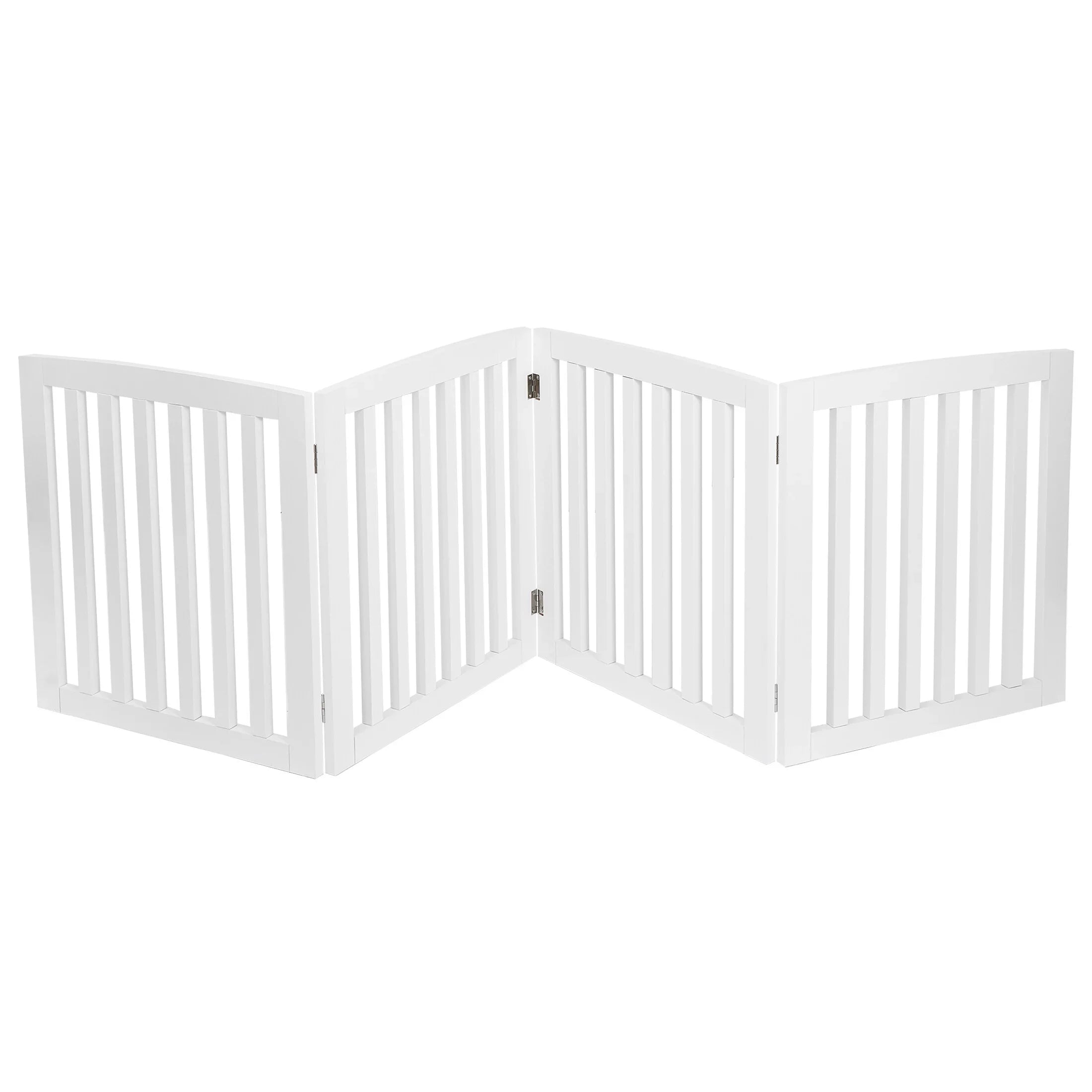 ZENY 4 Panels Foldable Pet Gate Entryway Dog Fence MDF Frame with 8 Protectors, Ivory