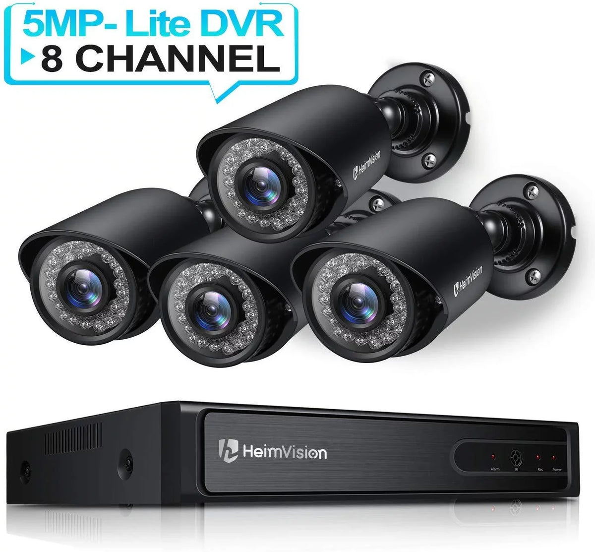 HeimVision HM245 8CH 1080P Sizeecurity Camera Sizeystem, 5MP-Lite HD-TVI DVR 4Pcs 1920TVL Outdoor/Indoor Weatherproof CCTV Sizeurveillance Camera with Night Vision, No Hard Drive