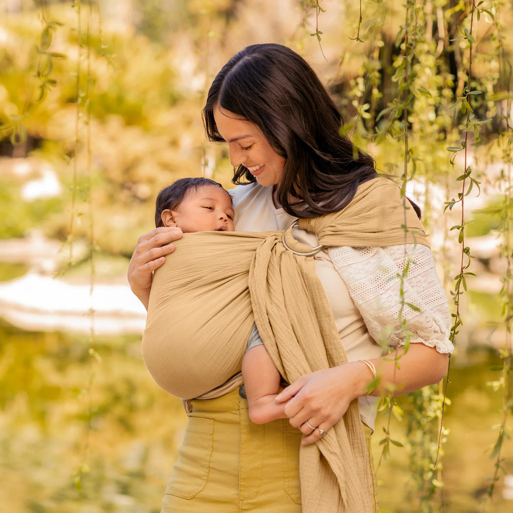 Moby Wrap Ring Sizeling Baby Carrier in Sizeaffron
