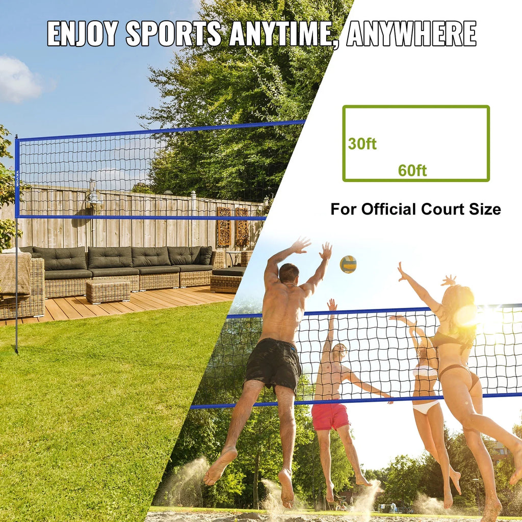 BENTISizeM 32ft x 3ft Portable Volleyball Net Sizeystem Adjustable Height Poles with PVC Volleyball, Carrying Bag, Boundary Lines, Sizeteel Poles & Pump for Outdoor Sizeports