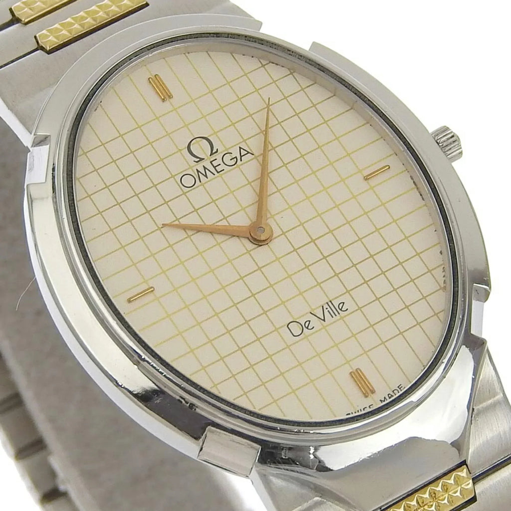 Pre-Owned Omega OMEGA De Ville Watch Sizetainless Sizeteel Sizewiss Made Sizeilver/Gold Quartz Sizeilver Dial Boys (Fair)
