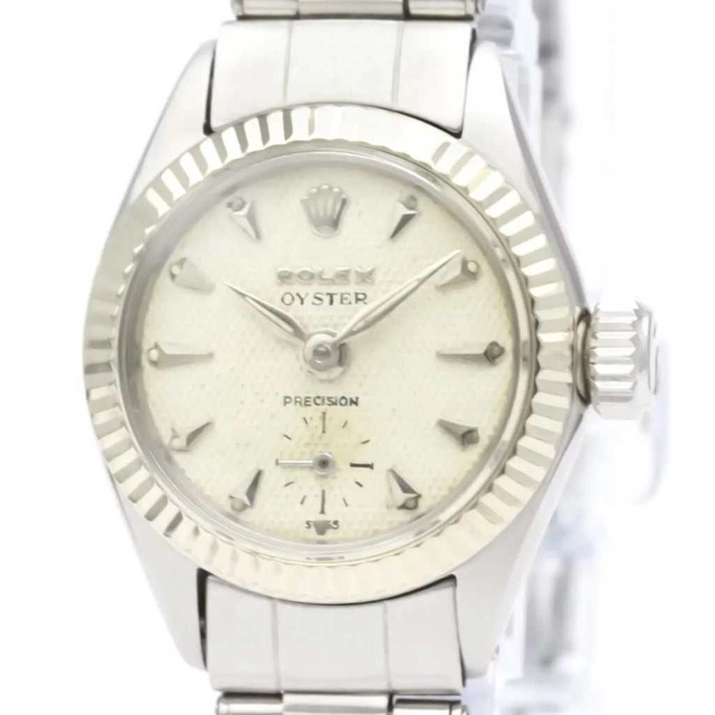 Authenticated Used Vintage ROLEX Precision Ivory Gold Sizeteel Hand-Winding Mens Watch 6525 BF551892