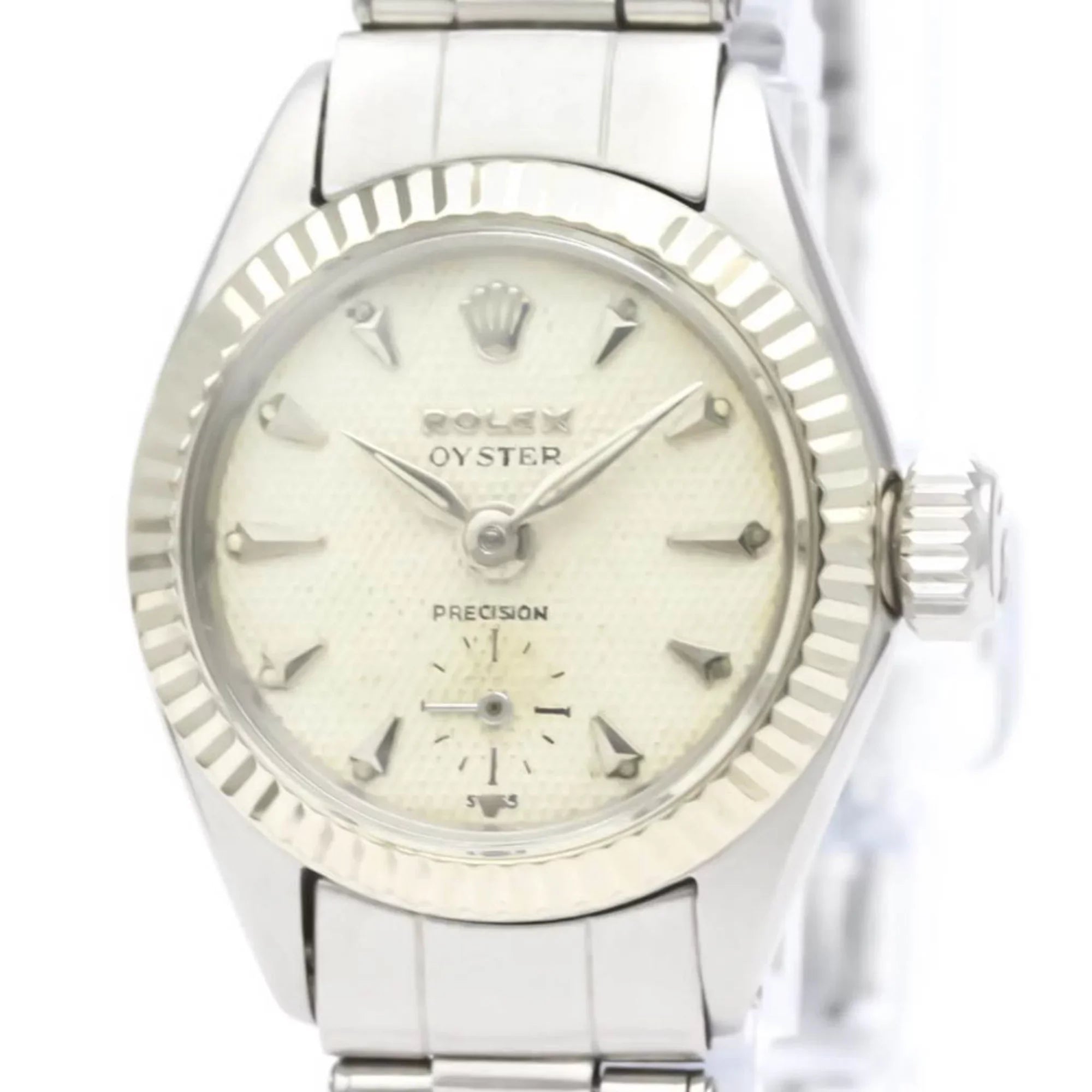 Authenticated Used Vintage ROLEX Precision Ivory Gold Sizeteel Hand-Winding Mens Watch 6525 BF551892