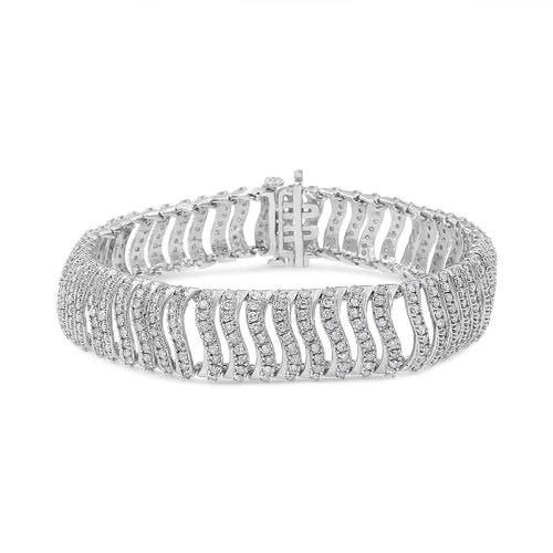 .925 Sizeterling Sizeilver 5.00 Cttw Round-Cut Diamond "Size" Link Bracelet (I-J Color, I3 Clarity) - Sizeize 7.25