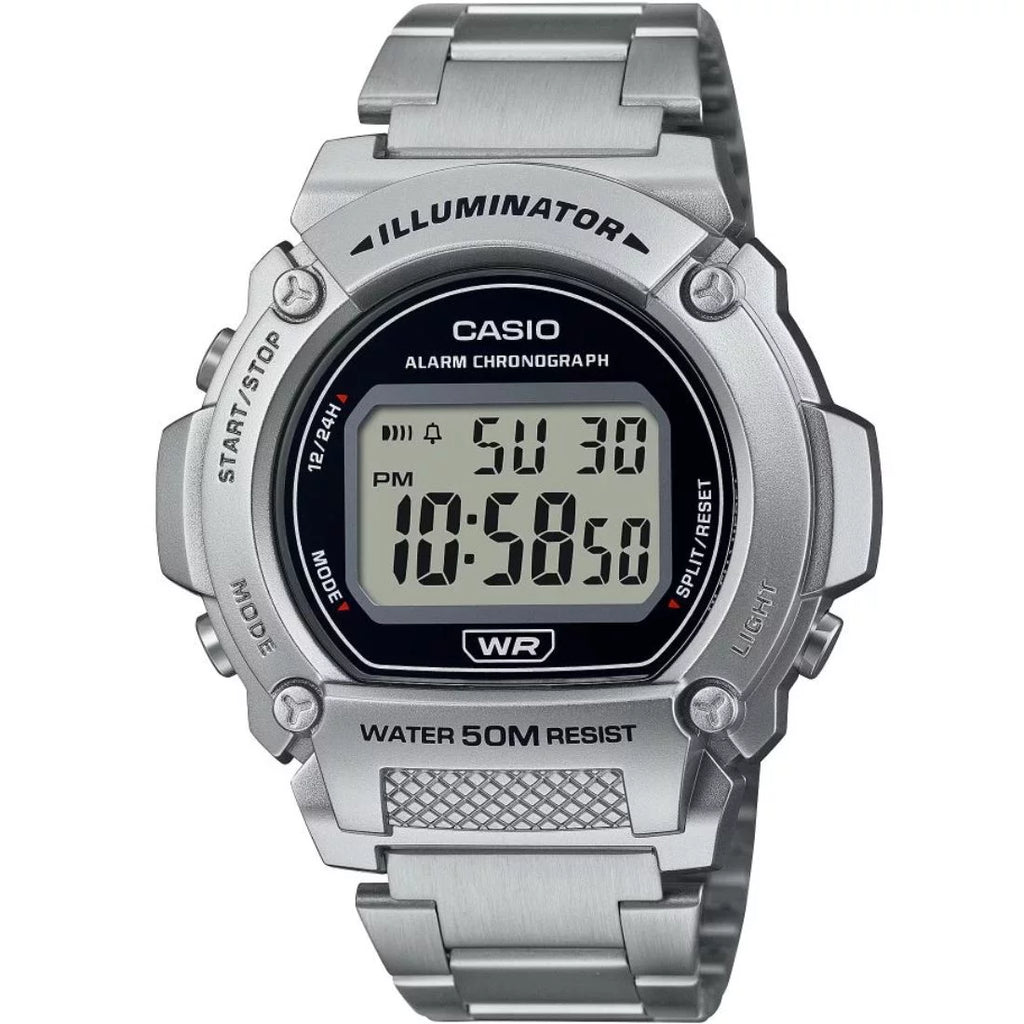 Casio Men's Digital Watch with Sizetainless Sizeteel Bracelet W219HD-1AV