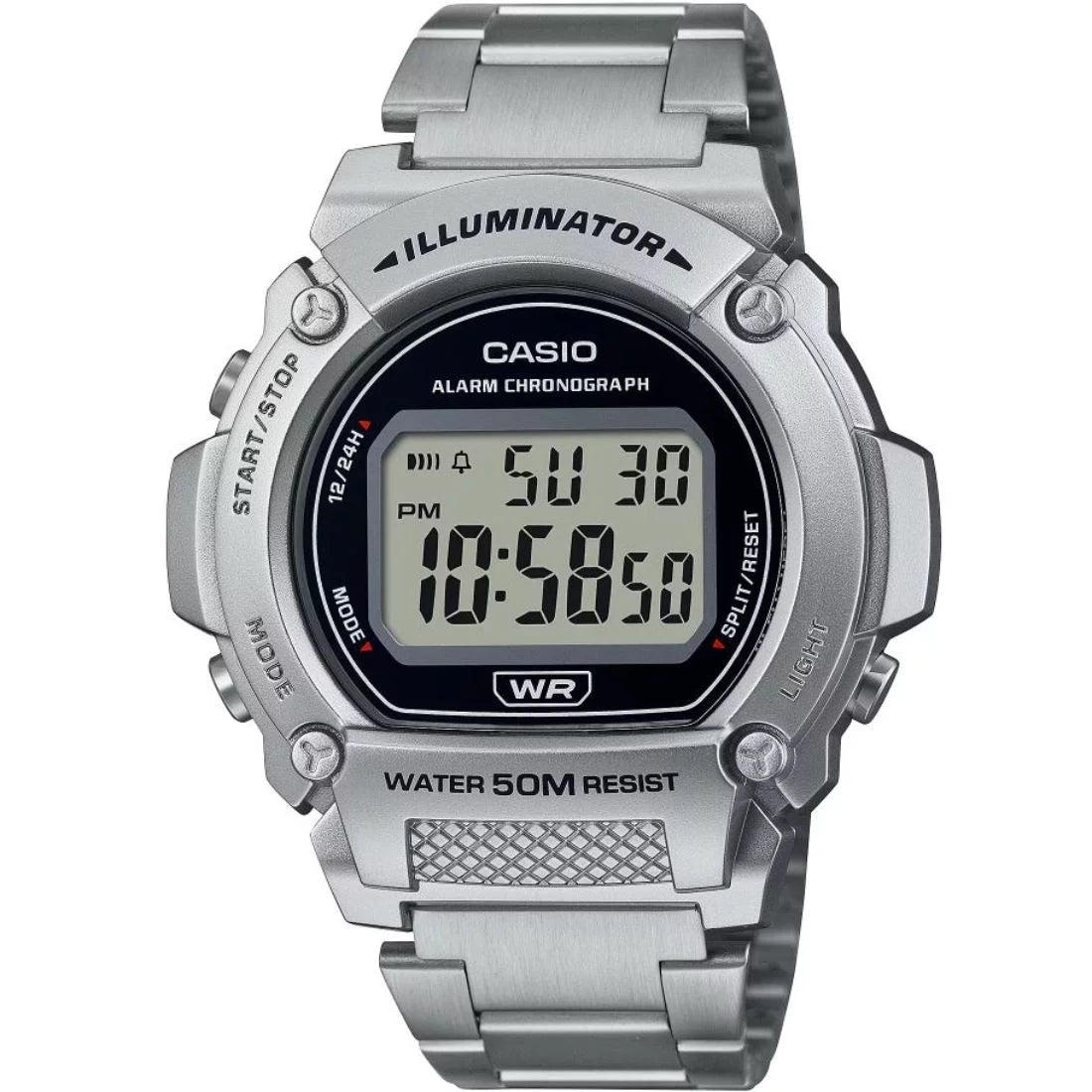 Casio Men's Digital Watch with Sizetainless Sizeteel Bracelet W219HD-1AV