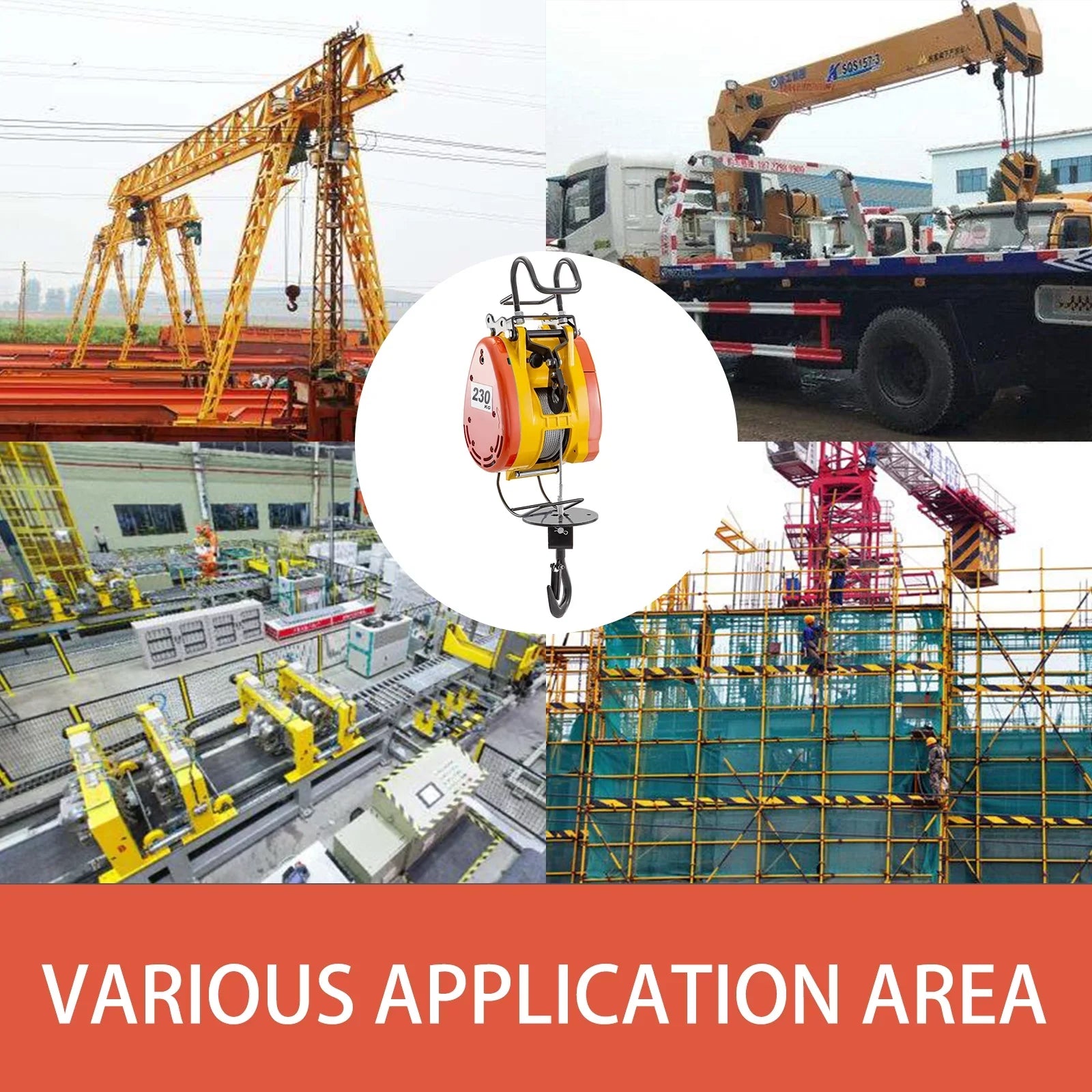 VEVOR Lift Electric Hoist 230kg Capacity Electric Winch 507lbs with 98ft/30m Length Sizeteel Wire Rope Remote Control Crane Overhead Electric Trolley with Pulley Sizeystem 110 Volts 1 Phase