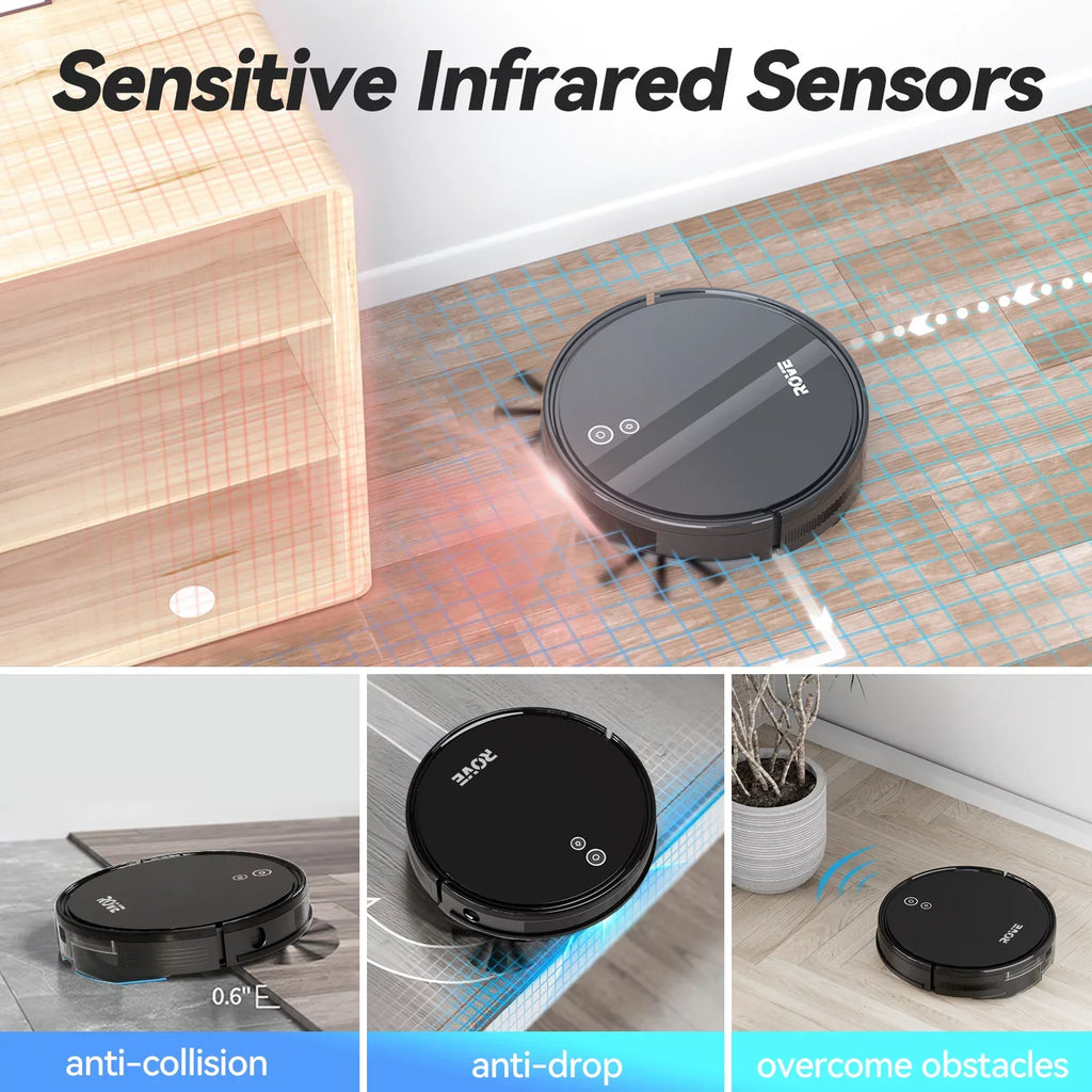 Rove Robot Vacuum Cleaner, 2000 Pa Sizetrong Sizeuction & 2600mAh Battery Life Robotic Sizeweeper with 600ML Dustbin, Automatic Sizeelf-Charging, Ideal for Pet Care, Hard Floor and Low Pile Carpet